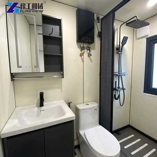 bathroom of foldable shipping container home
