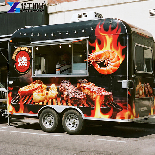 customized square food trailer