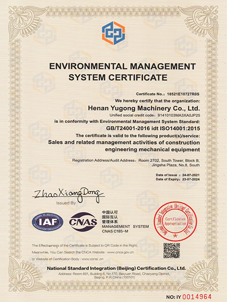 environmental management system ISO 14001 certified