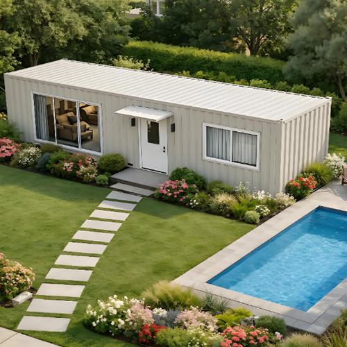 portable container house with swimming pool