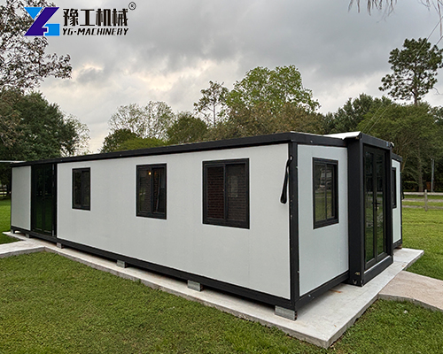 expanding container home on thr concrete slab
