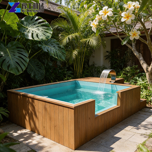small container pool with acrylic side window